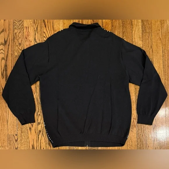 Supreme 2018 Full Zip Knit Polo Cardigan Sweater Black White